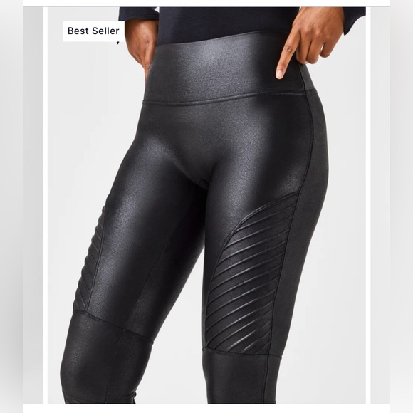 Spanx Faux Leather Mayo Leggings Sz M *EUC* - Picture 3 of 11